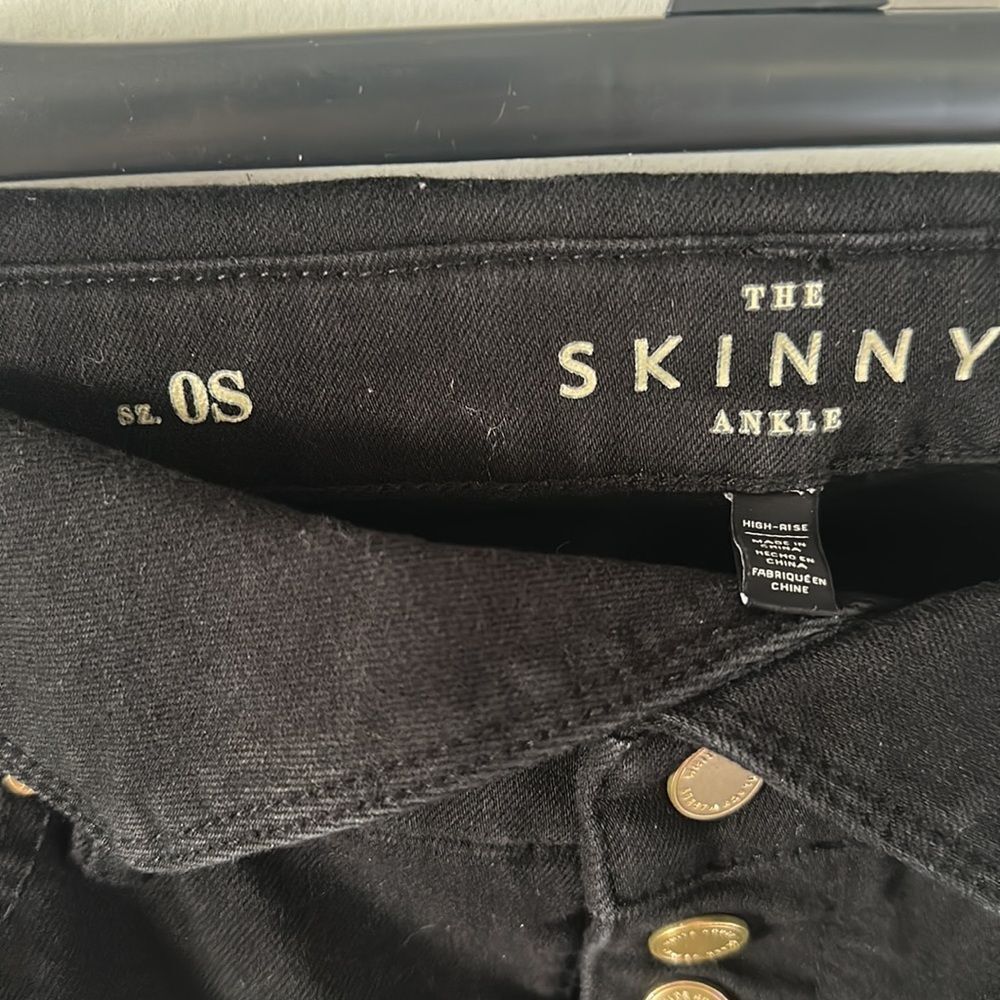 EUC White House Black Market Black High Rise Skinny Gold Button Fly Jeans - Picture 3 of 4